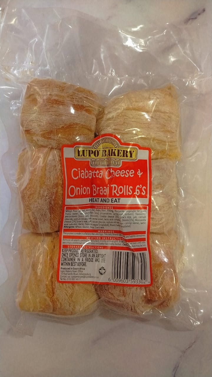 Ciabatta Cheese And Onion Braai 6 Rolls